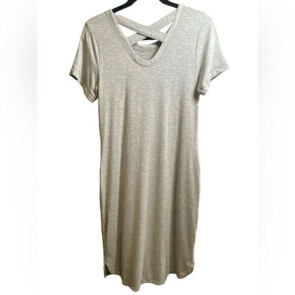 NWOT Women’s Short Sleeve Gray Summer Dress Tie Belt Criss Cross Back - Size XXS - Picture 1 of 7
